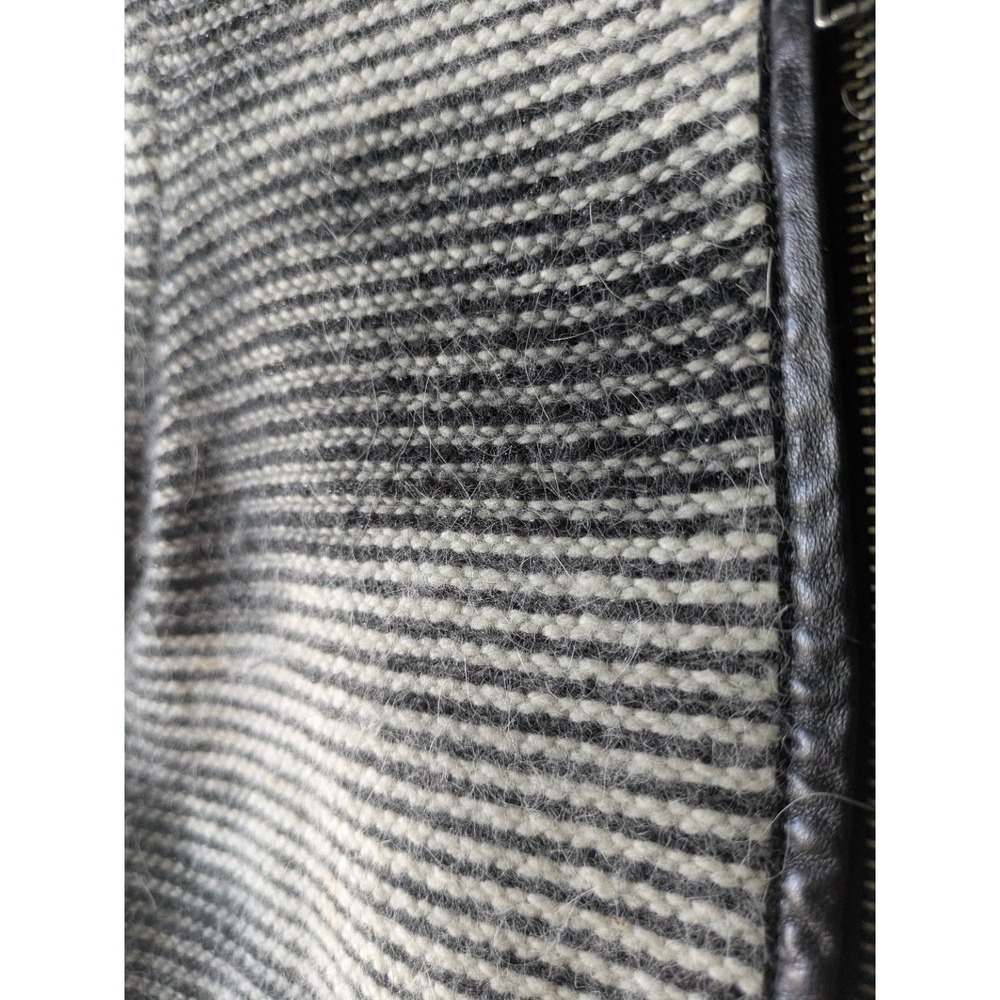 The Kooples Zip Cardigan Sweater Size S Gray Striped Wool Blend Fuzzt Knit Soft - Picture 5 of 8